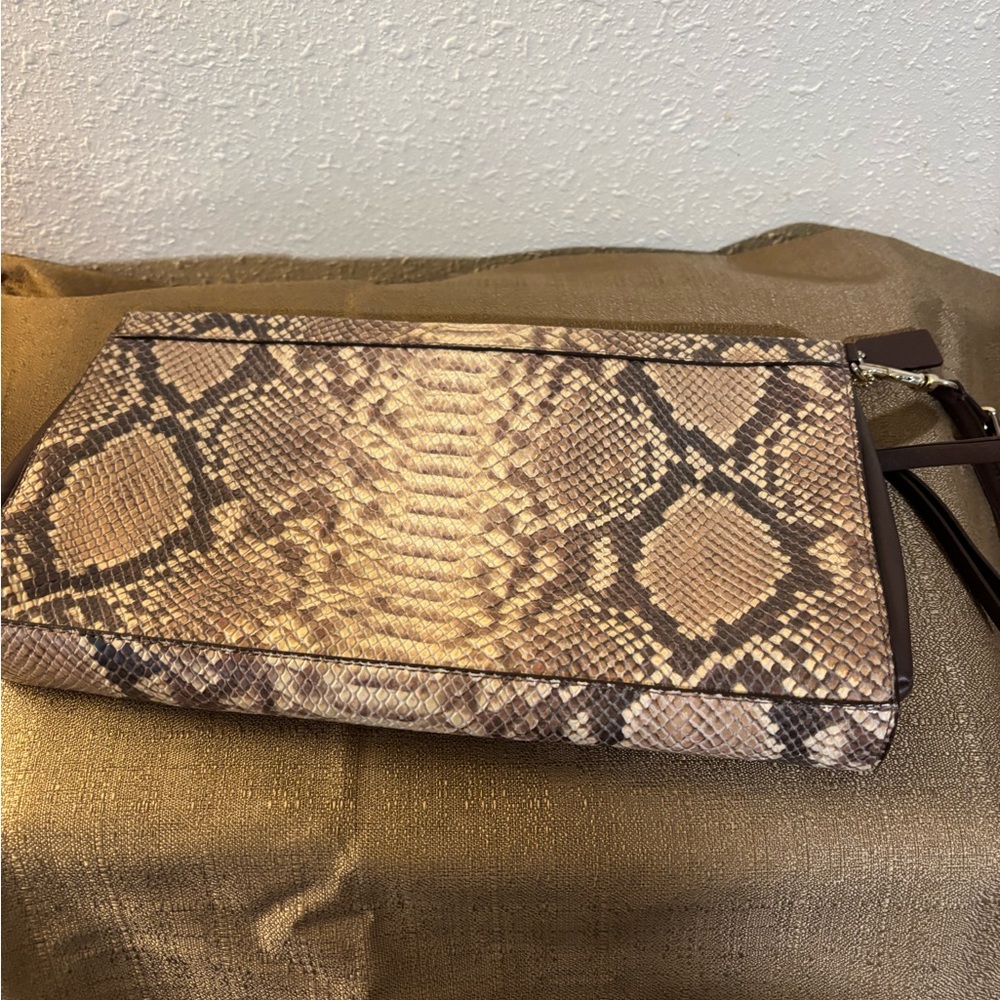 Coach Snake Print Clutch with Zipper Accents - Picture 9 of 16